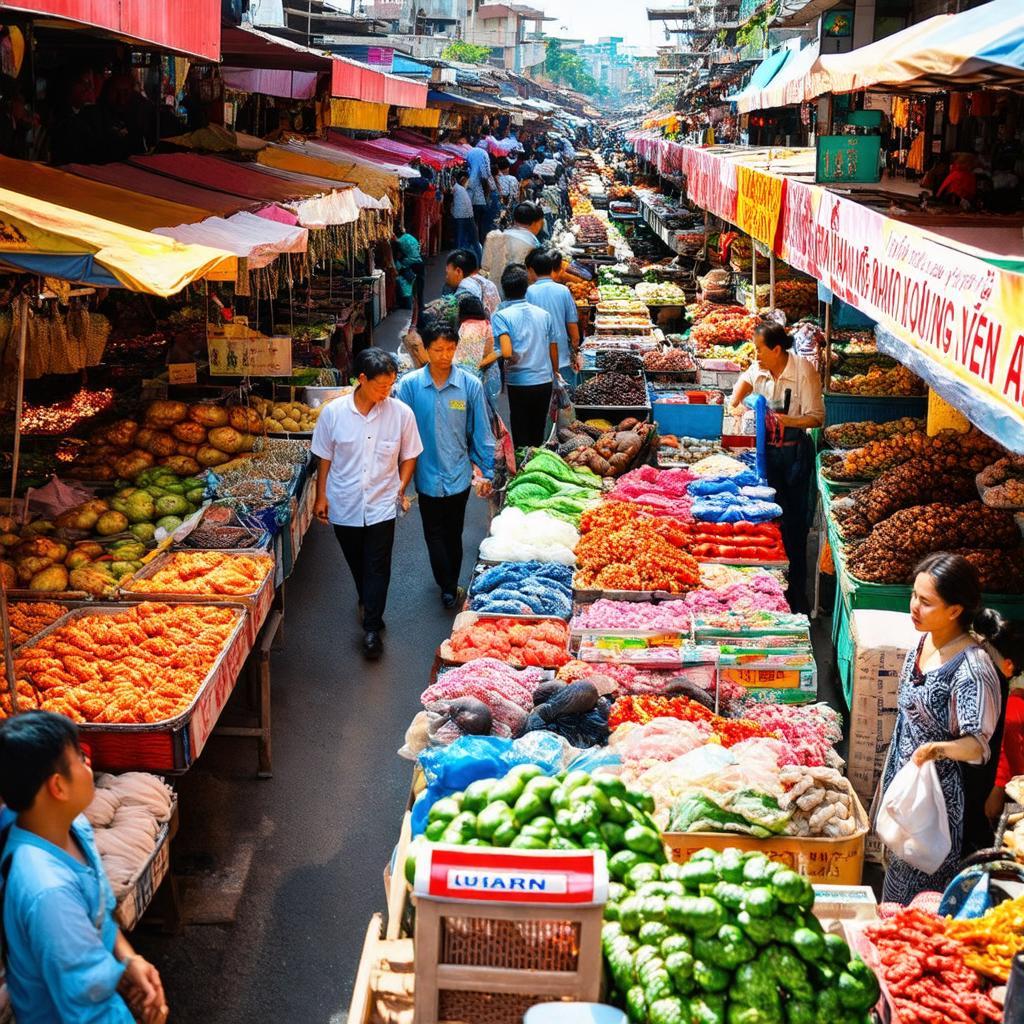 Toan cảnh Chợ Rừng sầm uất nhộn nhịp tại thị xã Quảng Yên, Quảng Ninh